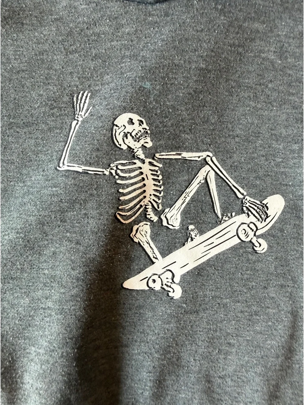 SHEIN Teen Gray Skeleton Skateboard Graphic Hoodie Size 14Y